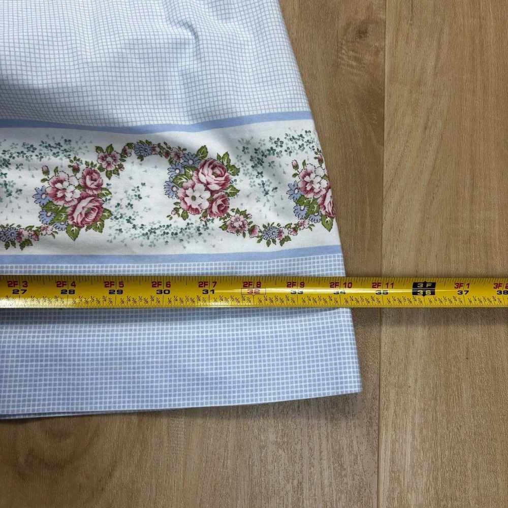 VTG Bechamel Size 10 Skirt Blue Checkered and Floral Cottagecore Pockets Japan‎